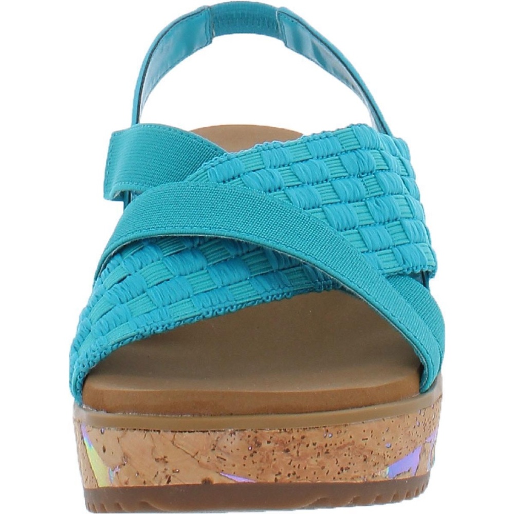 Impo Tan and Blue Wedge Sandals